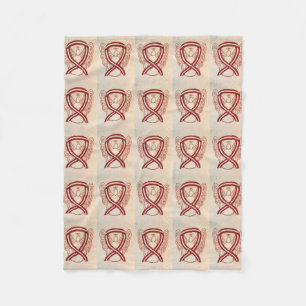 Throat Cancer Awareness Ribbon Fleece Blankets
