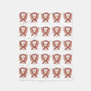 Throat Cancer Awareness Ribbon Fleece Blankets