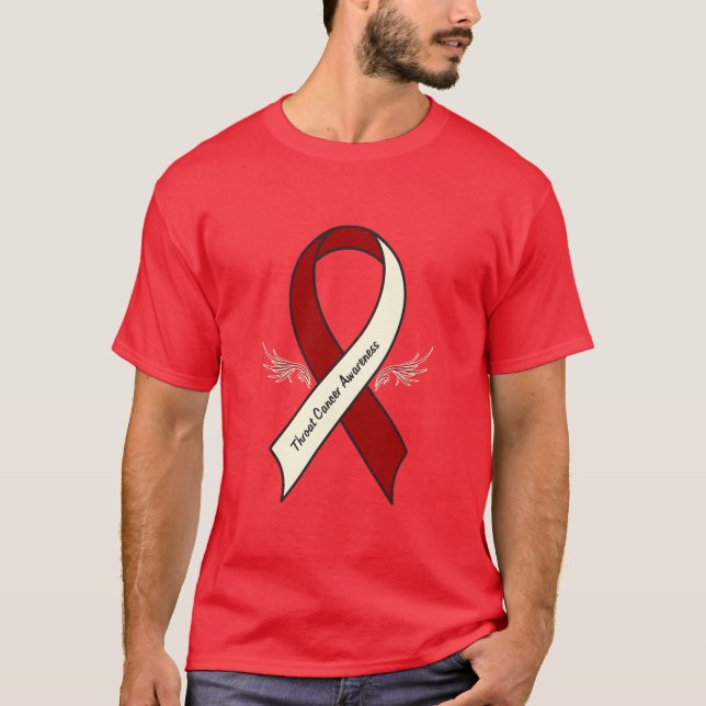 Throat Cancer Awareness Ribbon with Wings T-Shirt (Front)