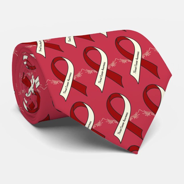 Throat Cancer Awareness Ribbon with Wings Tie (Rolled)