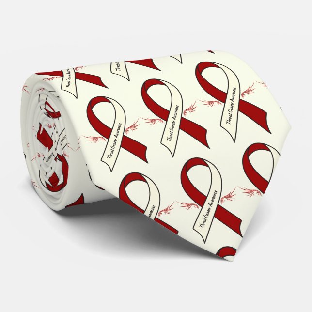 Throat Cancer Awareness Ribbon with Wings Tie (Rolled)