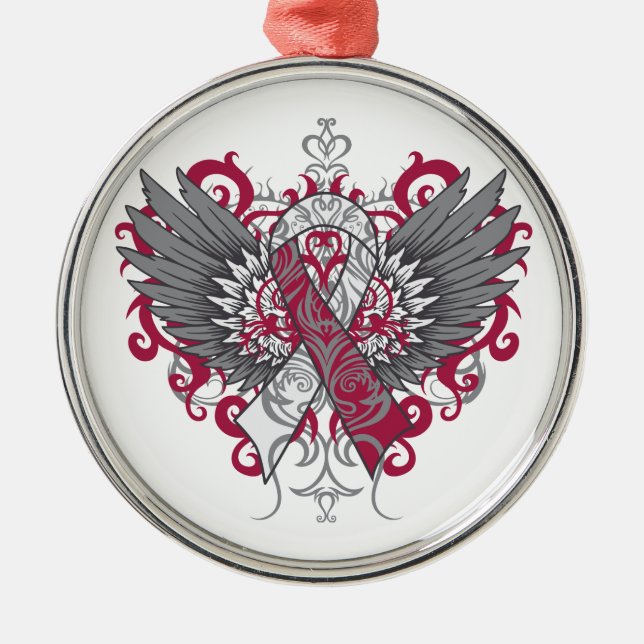 Throat Cancer Cool Wings Metal Tree Decoration (Front)