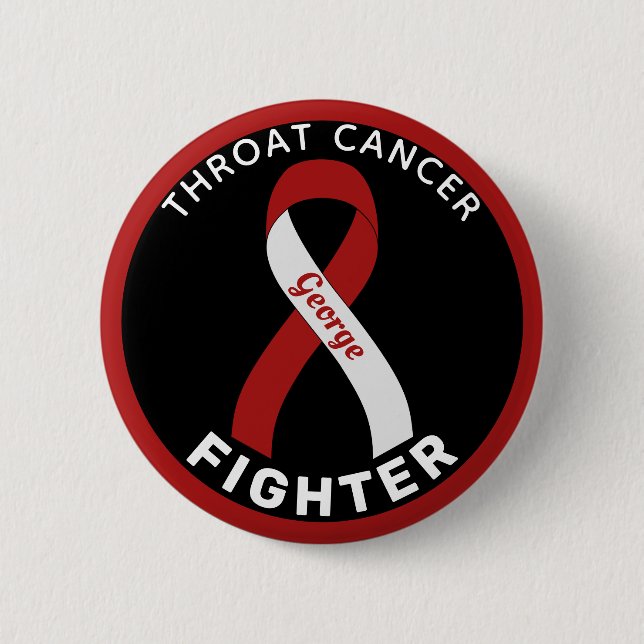 Throat Cancer Fighter Ribbon Black Button (Front)