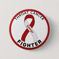 Throat Cancer Fighter Ribbon White Button