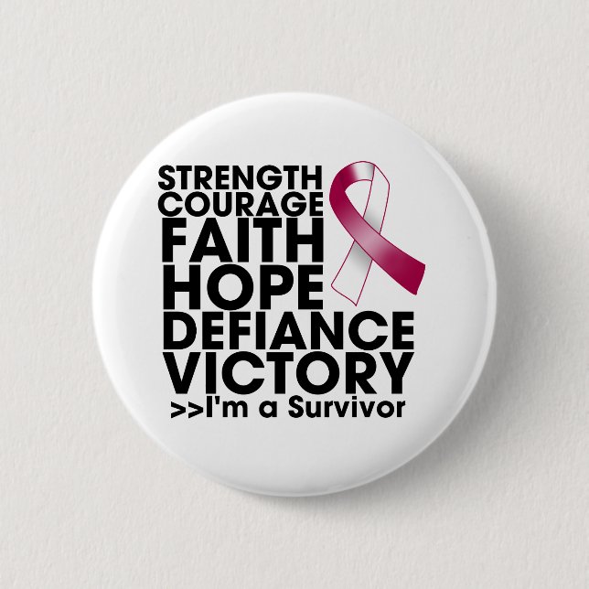Throat Cancer Hope Strength Victory 6 Cm Round Badge (Front)