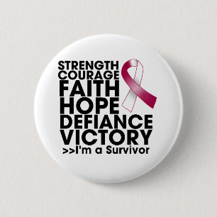 Throat Cancer Hope Strength Victory 6 Cm Round Badge
