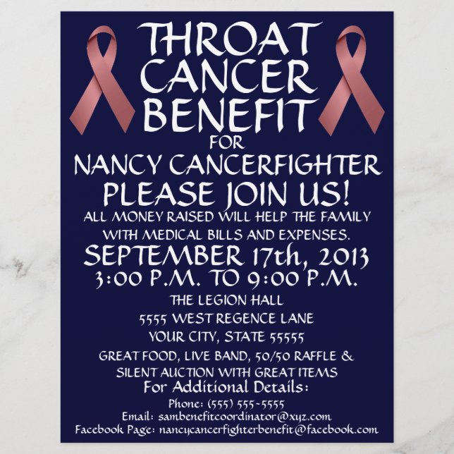 Throat Cancer Ribbon Benefit Flyer (Front)