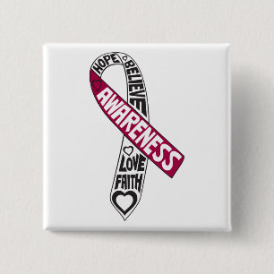 Throat Cancer Slogans Ribbon 15 Cm Square Badge