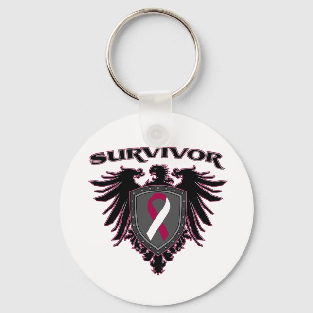 Throat Cancer Survivor Crest Key Ring (Front)