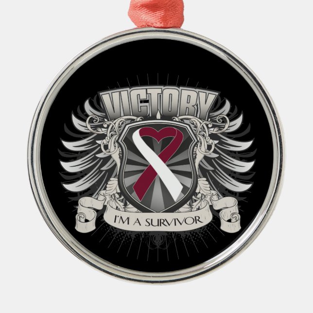 Throat Cancer Victory Metal Tree Decoration (Front)