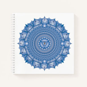 Throat Chakra Mandala Blue Square Notebook