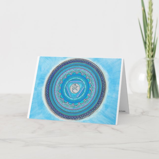 Throat Chakra Mandala Greeting Cards (Front)