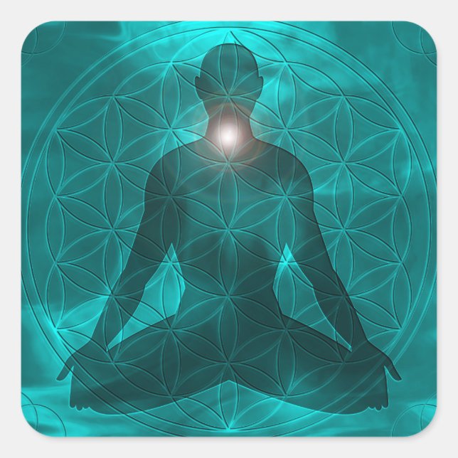 Throat Chakra Vishuddha Square Sticker (Front)