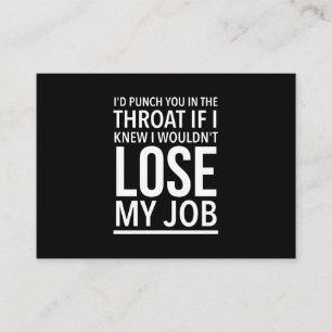 Throat punch funny employee quotes white business card
