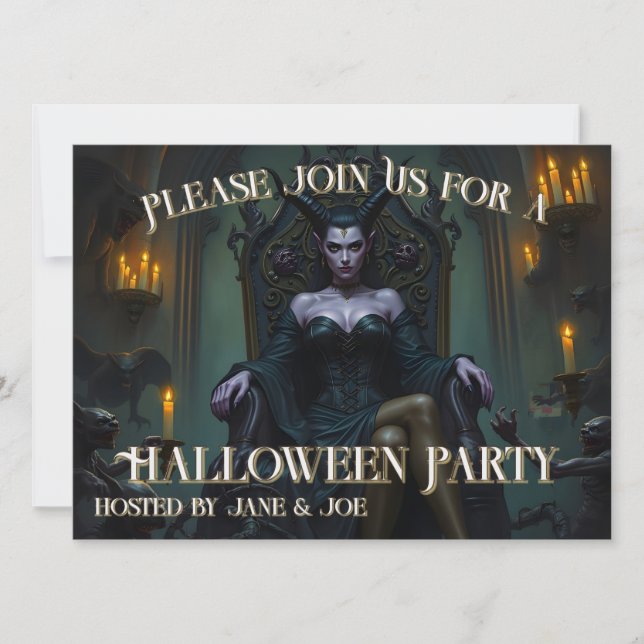 Throned Demon Queen in Candlelight - Invitation (Front)