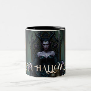 Throned Demon Queen in Candlelight Two-Tone Coffee Mug