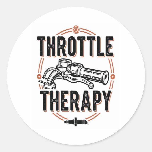 Throttle Therapy Motorcycle Grip Classic Round Sticker (Front)