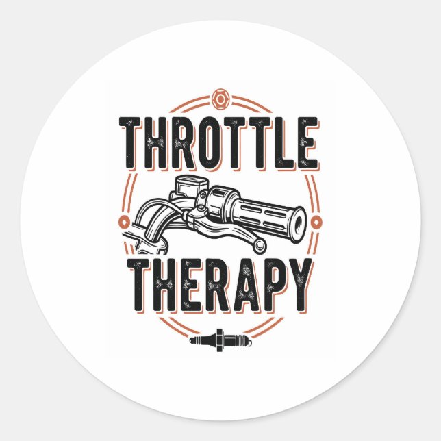 Throttle Therapy Motorcycle Grip.jpg Classic Round Sticker (Front)