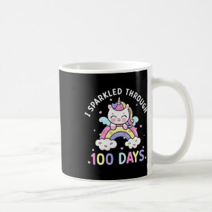 Through 100 Days Girls Unicorn 100th Day Of School Coffee Mug