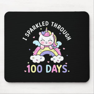 Through 100 Days Girls Unicorn 100th Day Of School Mouse Mat