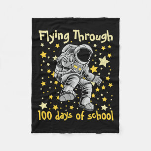 Through 100 Days Of School 100th Day Astronaut Kid Fleece Blanket
