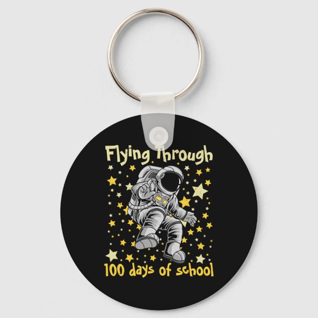 Through 100 Days Of School 100th Day Astronaut Kid Key Ring (Front)