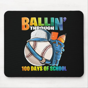 Through 100 Days Of School Baseball Kindergarten B Mouse Mat