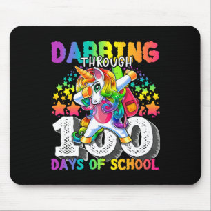 Through 100 Days Of School Dabbing Unicorn Girls 1 Mouse Mat