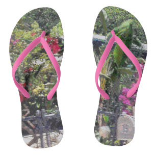 Through a garden gate... flip flops
