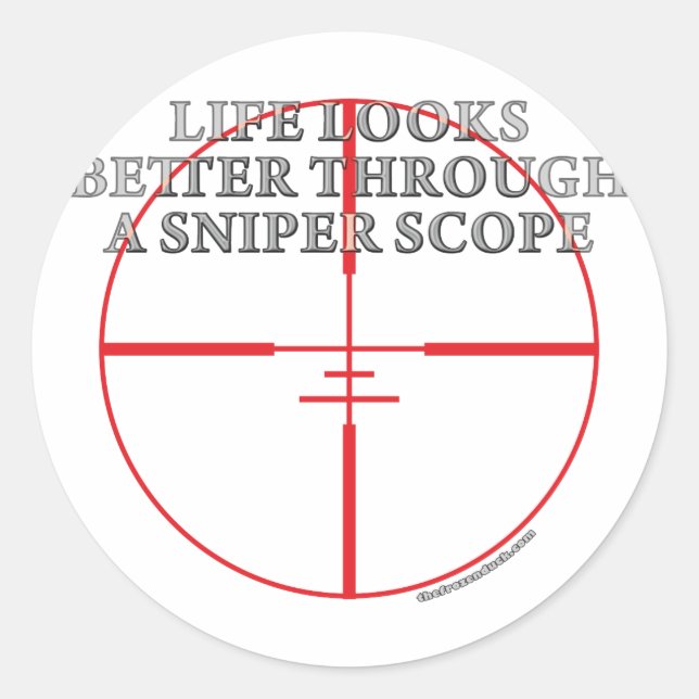 Through a Sniper Scope Classic Round Sticker (Front)
