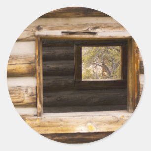 Through and Through Cabin Window Classic Round Sticker