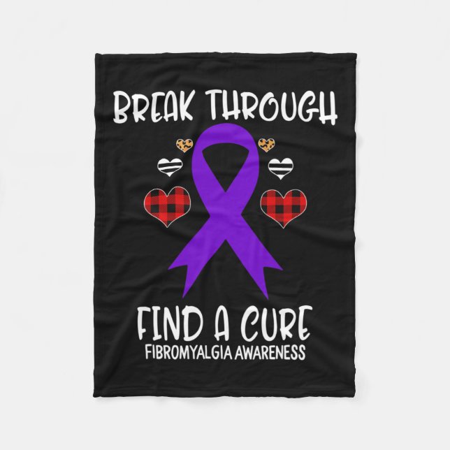 Through Find A Cure Fibromyalgia Awareness Ribbon  Fleece Blanket (Front)