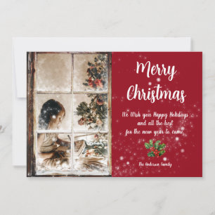 Through Frosted Windows and snow photo Card