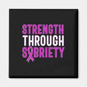 Through Sobriety End Addiction Purple Ribbon Magnet