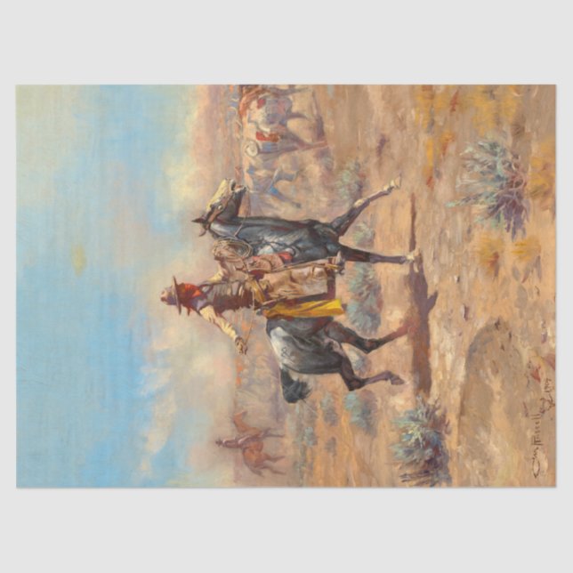 Through the Alkali by Charles Marion Russell Tissue Paper (Front)