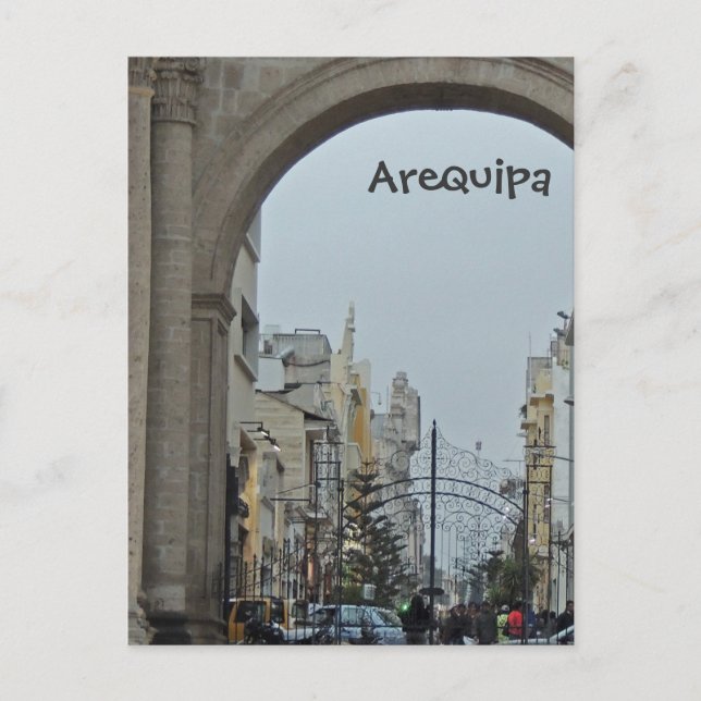 Through the Arches - Plaza de Armas-Arequipa, Peru Postcard (Front)