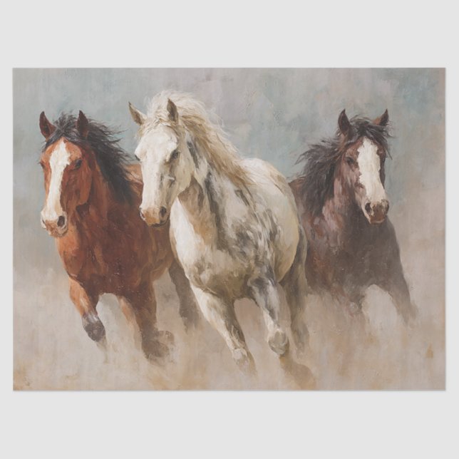 Through the Dust Galloping Horses Decoupage Tissue Paper (Front)