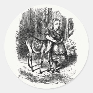 Through the Looking Glass - Alice and the Fawn Classic Round Sticker