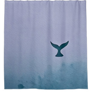 Through The Mist Whale Tail Art Shower Curtain
