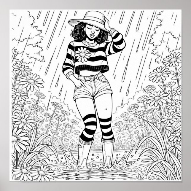 Through the Puddle Colouring Poster (Front)