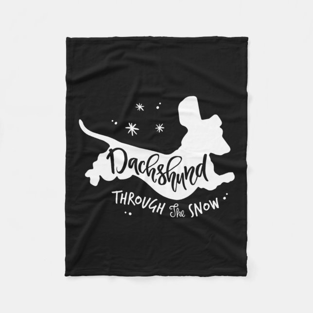 Through The Snow Dachshund Christmas Wiener Dog Xm Fleece Blanket (Front)