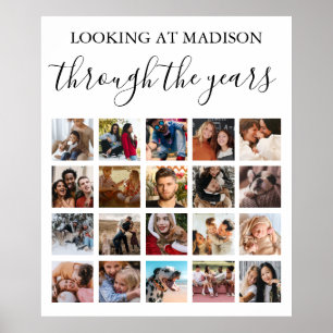 Through the Years 20 Square Photo Collage Poster