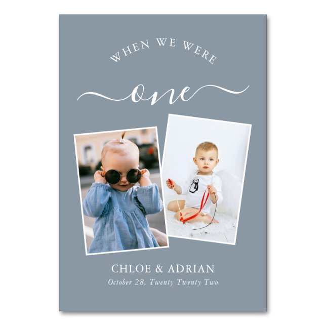 Through the Years Couple Photo Wedding Modern Tabl Table Number (Front)