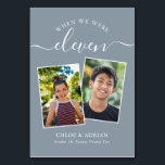 Through the Years Couple Photo Wedding Modern Tabl Table Number<br><div class="desc">Reminisce and have some fun with your wedding reception table numbers - These elegant simple table numbers give you the option to include a photograph of the the bride and groom at the same age as the table number, the bride and grooms name/s and the date of their wedding. The...</div>
