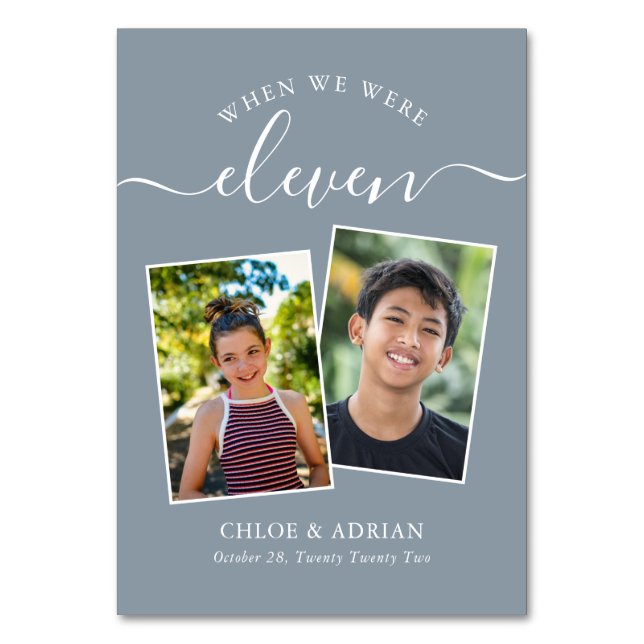 Through the Years Couple Photo Wedding Modern Tabl Table Number (Front)