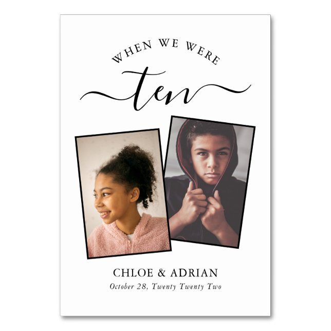 Through the Years Couple Photo Wedding Modern Tabl Table Number (Front)