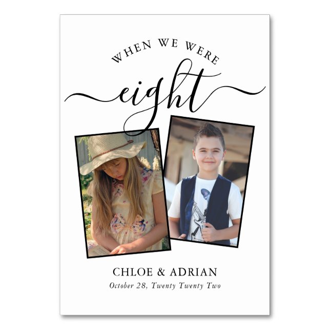 Through the Years Couple Photo Wedding Modern Tabl Table Number (Front)