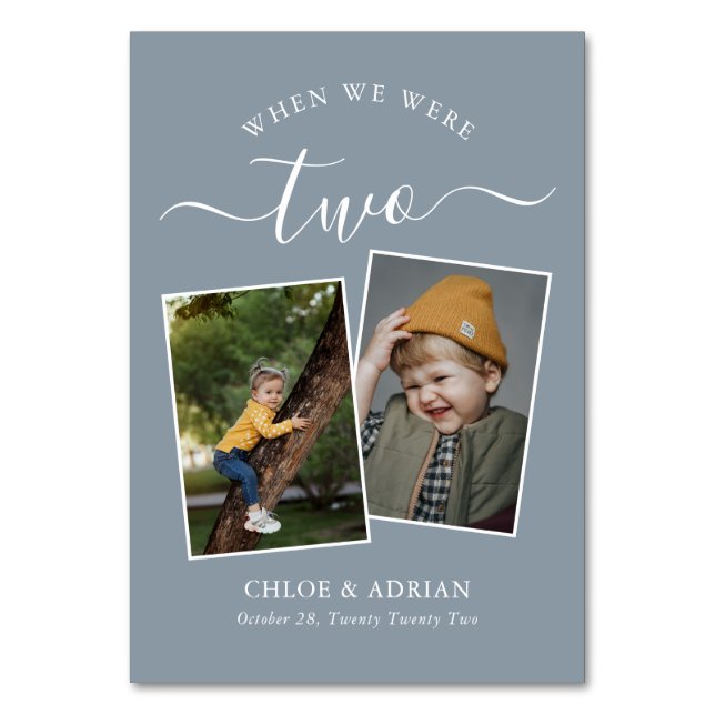 Through the Years Couple Photo Wedding Modern Table Number (Front)