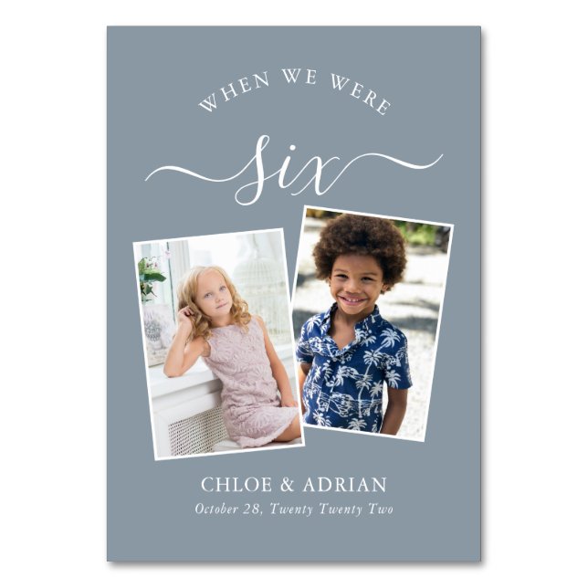 Through the Years Couple Photo Wedding Modern Table Number (Front)