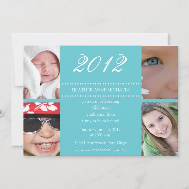 Through the Years Graduation Invitation-turquoise Invitation (Front)